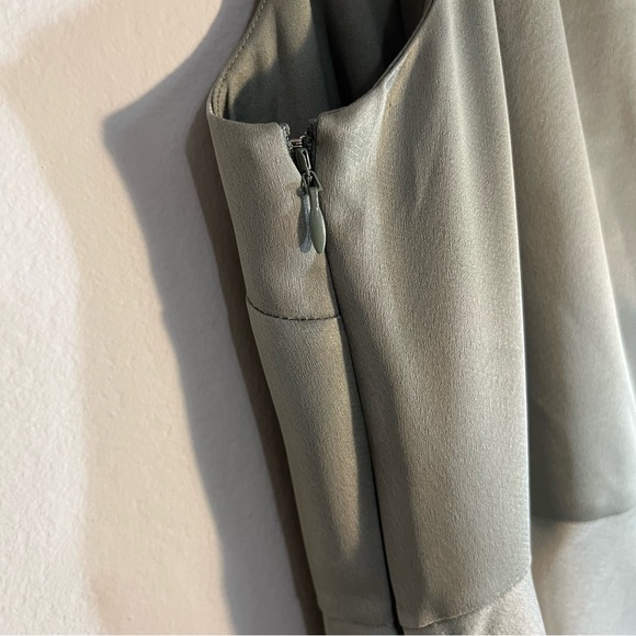 Anthropologie Bhldn Dylan One-Shoulder Satin Side-Slit Gown in Moss - Picture 7 of 10